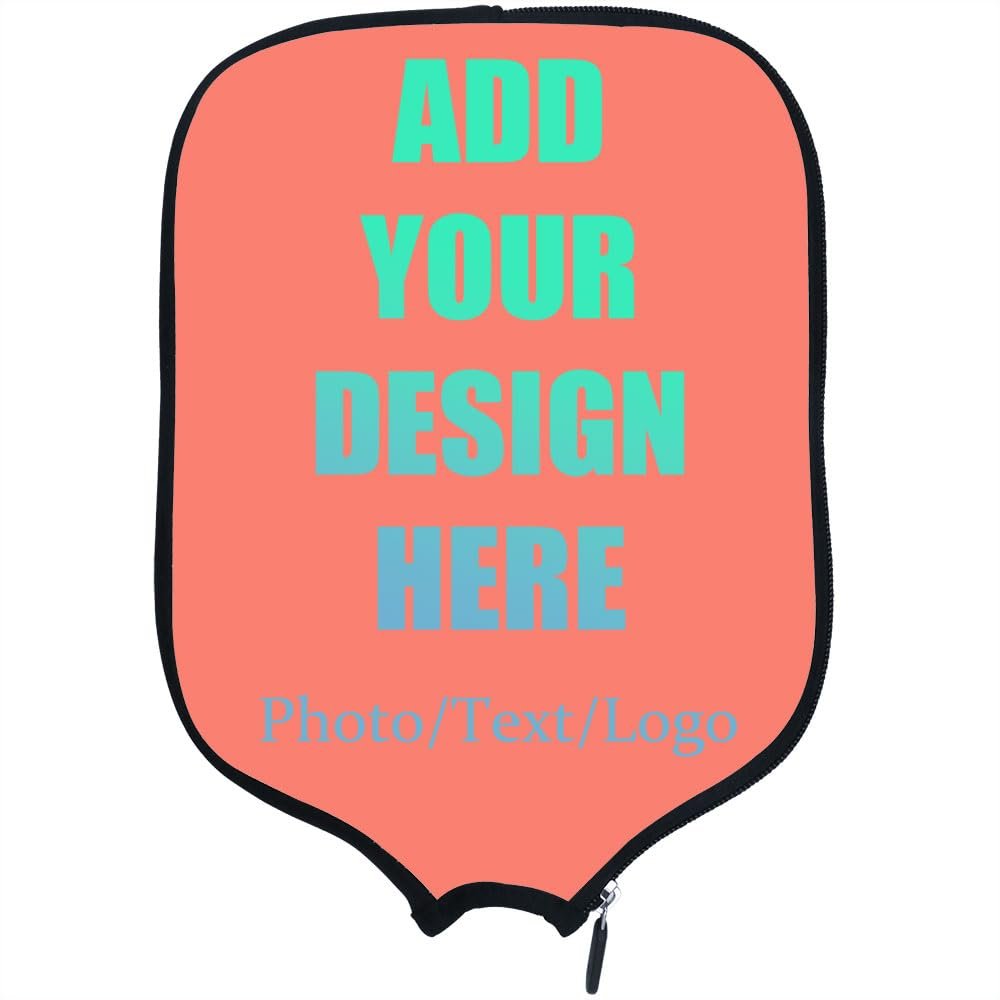 KOALEIU Custom Pickleballs Paddles Protection Personalized Pickleballs Paddle Cover with Design You Photo Text, Fits Most Rackets, 8.5x11.5 Inches, Salmon