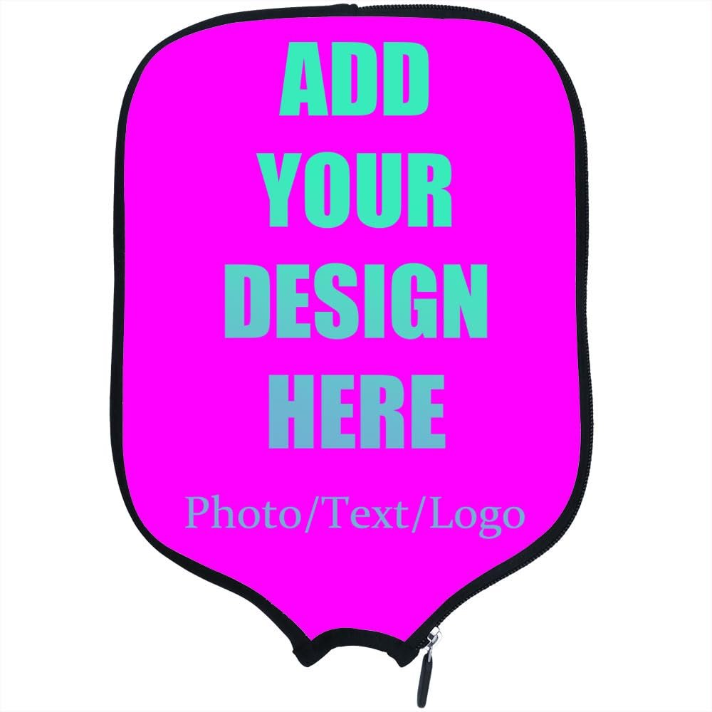 KOALEIU Personalized Custom Pickleballs Paddles Cover Sleeve Add You Design Image Photo Logo, Fits Most Paddle, 8.5x11.5 Inches, Fuchsia