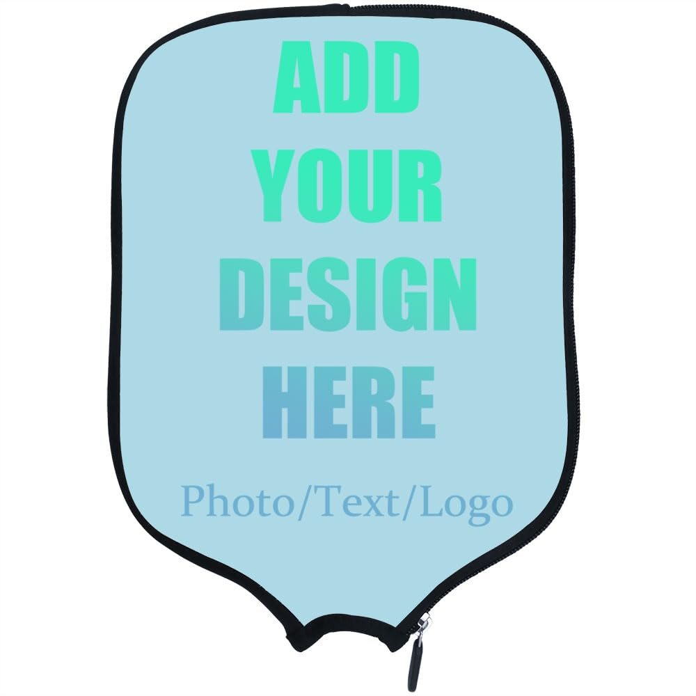 KOALEIU Personalized Custom Pickleballs Paddles Cover Sleeve Add You Design Image Photo Logo, Fits Most Paddle, 8.5x11.5 Inches, LightBlue