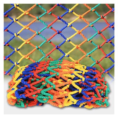 HJZALMI Colored Nylon Rope Mesh, Balcony Safety Netting, Stair Anti-Fall Safe Nets, Playground Outdoor Fence, Braided Rope Fall, Easy to Carry (Color : Colorful-mesh10cm, Size : 2mx3m)