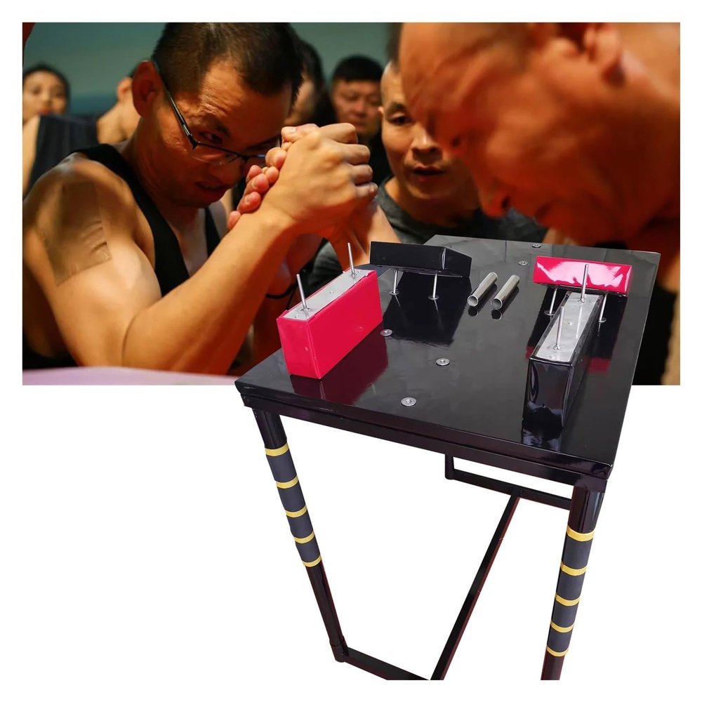 YXXSDP Duo Training Arm Wrestling Battle Table, Safety & Durable Wrist Strength Training Support Plate Fighting Table, Large Fitness Equipment for Home Fitness Clubs (Color : Black)