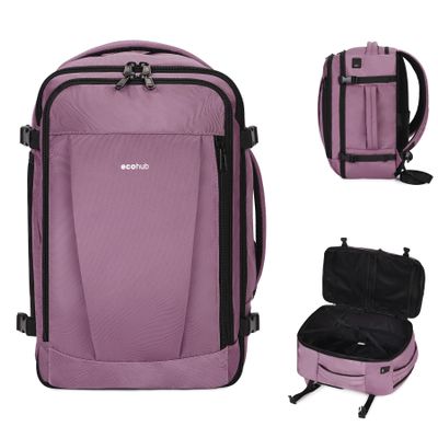 ECOHUB Travel Backpack 18x14x8 Spirit Airlines Personal Item Bag Carry On Backpack 13 Pockets Large Work Casual Daypack for men Airline Approved Waterproof Gym Backpacks with Charging Port, Pink