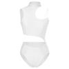 Vsadsau Womens Rhinestone Ballet Dance Leotard Gymnastics Workout Bodysuit Unitard Skating Dance Costume White L view 1