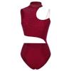 Vsadsau Womens Rhinestone Ballet Dance Leotard Gymnastics Workout Bodysuit Unitard Skating Dance Costume Burgundy L view 1