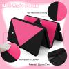 Goplus 8' x 4' x 2" Gymnastics Mat, Folding Tumbling Mat with Carry Handles, Hook & Loop Fasteners, 4 Panels for Fitness Exercise Yoga Stretching Aerobics Workouts, Thick Gym Mats for Home (Rose&Black) view 3