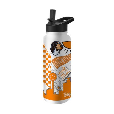 Logo Brands NCAA Tennessee Volunteers 34oz Native Quencher Bottle - Double-Wall Insulated, Stainless Steel, No-Spill Lid, Easy Carry Handle