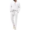 Cambkatl Fall Lounge Sets for Men Cotton Linen Casual Henley Shirts & Pants Two Piece Beach Vacation Outfits view 1
