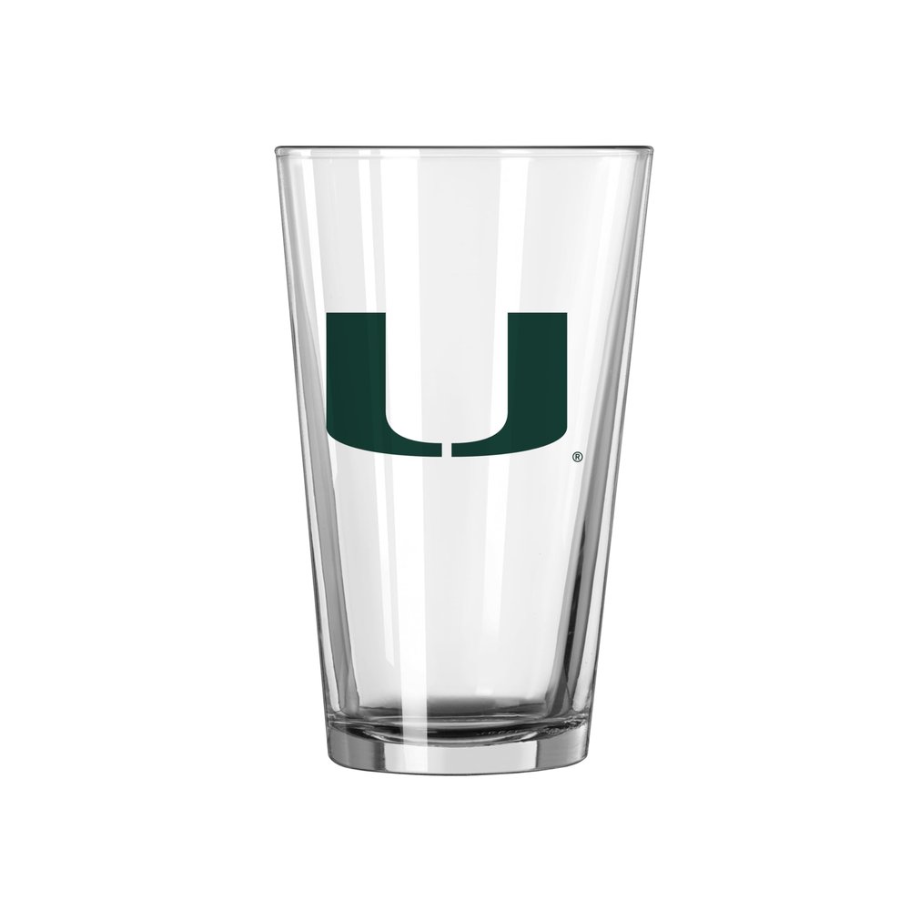 NCAA Miami Hurricanes Gameday Classic 16 oz Pint Glass - Durable Glass With Bold Team Logo  Chip-Resistant Rim Drinkware For Fans, Tailgates, Home Bars & Everyday Use