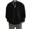 Cambkatl Men's 1/4 Zip Fleece Pullover Sweatshirt Stand Collar Quarter Zip Casual Loose Fit Drop Shoulder Tops view 1