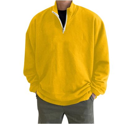 Cambkatl Men's 1/4 Zip Fleece Pullover Sweatshirt Stand Collar Quarter Zip Casual Loose Fit Drop Shoulder Tops