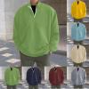 Cambkatl Men's 1/4 Zip Fleece Pullover Sweatshirt Stand Collar Quarter Zip Casual Loose Fit Drop Shoulder Tops view 2