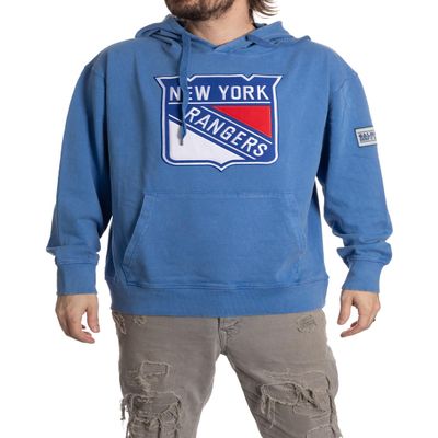 Calhoun NHL Surf & Skate Unisex Acid Wash Pullover Hoodie With Felt Applique Logo (New York Rangers, Small)