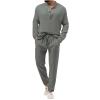 Cambkatl Fall Lounge Sets for Men Cotton Linen Casual Henley Shirts & Pants Two Piece Beach Vacation Outfits view 1
