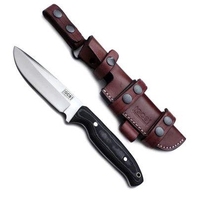 GCS Handmade Micarta Handle D2 Tool Steel Tactical Hunting Knife with leather sheath Full tang blade designed for Hunting & EDC GCS 881