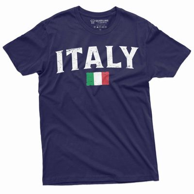 Men's Italy Flag Shirt Italy Country Flag Tee Italy National Shirt Italia Gifts Italia Shirts (Large Navy Blue)