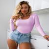Ekouaer 2 Pack Long Sleeve Shirts for Womens Scoop Neck Tops Slim Fit Undershirts Basic Thermal Tee Shirt Black/Purple XL view 2