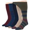 7BIGSTARS KINGDOM Men's Diabetic Fashion Dress Cotton Mid Calf Socks - 5 Pack Large - Stripe Pattern - Sock Size 10-13 Shoe Size 9-12 L Dark Navy, Navy, Burgundy, Olive Green, Beige view 1
