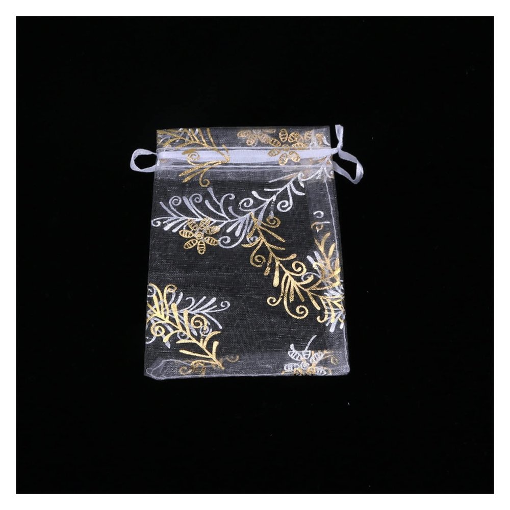 Reusable Breathable Storage Pouches with Drawstrin 50/100pcs Gold Stamping Organza Pouches Bags Wedding Party Gift Drawstring Bag for Jewelry Earring Display Packaging Cute travel drawstring storage b