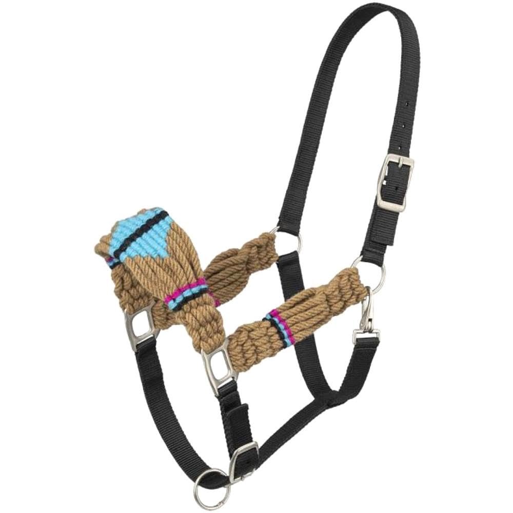 Tough 1 Wool String Nylon Halter Coral/Grey/Turq