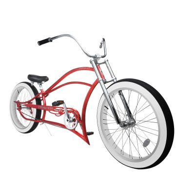 Tracer Siena Stretch Beach Cruiser Bike for Adults,Chopper Style with 1/3/7 Speed, Alloy Fat Rims and Fat Tires. (1 Speed GT, Red)