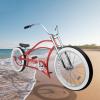 Tracer Siena Stretch Beach Cruiser Bike for Adults,Chopper Style with 1/3/7 Speed, Alloy Fat Rims and Fat Tires. (1 Speed GT, Red) view 2
