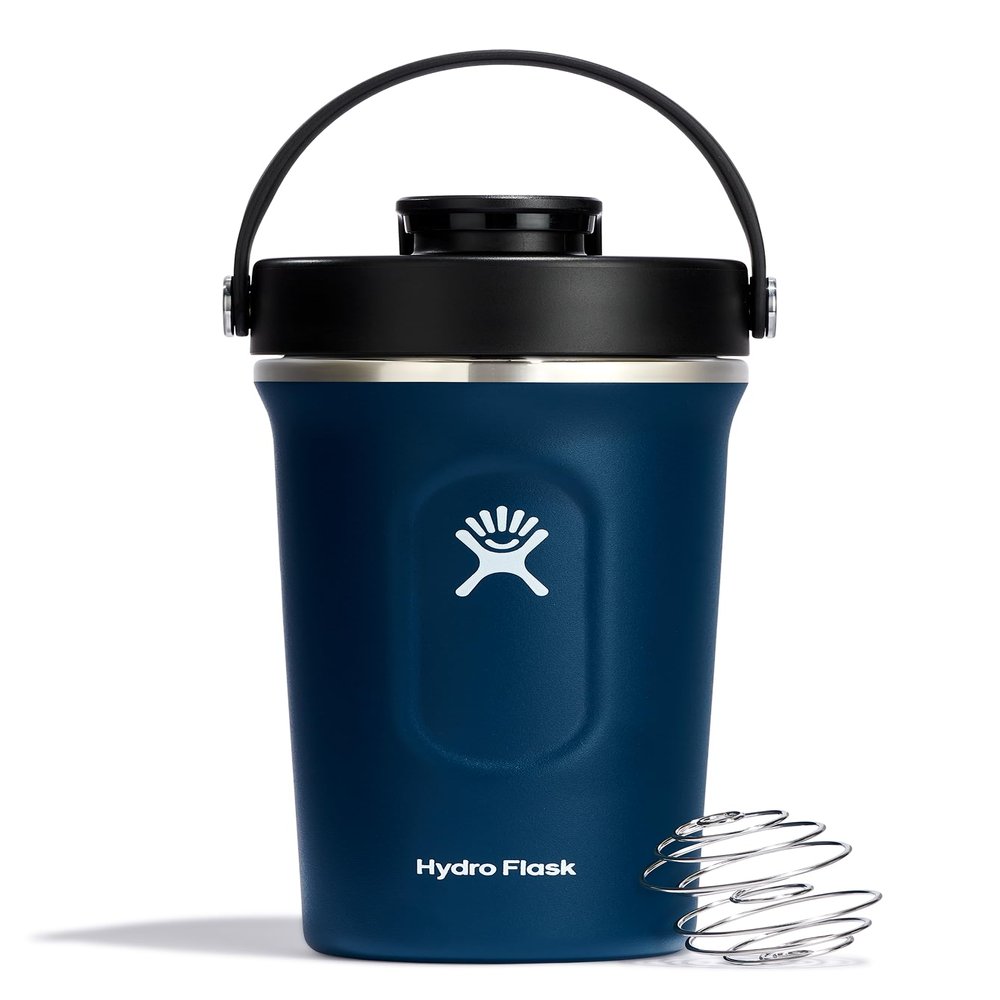 Hydro Flask Shaker Bottle Insulated Stainless Steel Gym Bottle for Pre Workout & Protein 24 Oz Indigo Blue