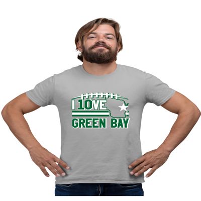 Medium Oxford Mens I Love Green Bay Wisconsin Outline T-Shirt