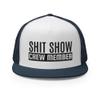 RIVEMUG Shit Show Crew Member Premium Trucker Hat Embroidered Flat Bill High Crown Adjustable Funny Cap view 2