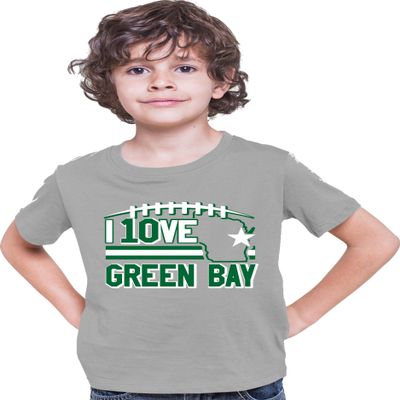 Small Oxford Youth I Love Green Bay Wisconsin Outline T-Shirt