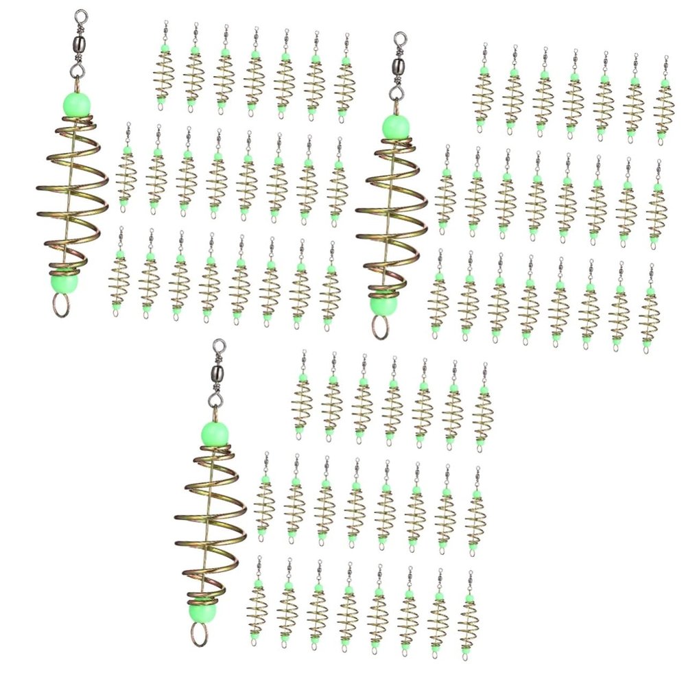 VANZACK 72pcs Fishing Bait Holders Olive Shape Feeder Cages for Freshwater Fishing for Lakes Rivers Streams Attracts Fish with Lifelike Action