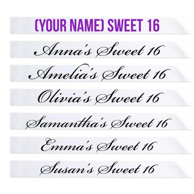 SonaGear Custom Sash for Women - Personalize with Your Name for Sweet 16 Celebrations White