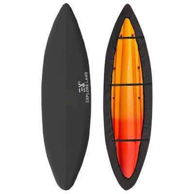 Explore Land Waterproof Kayak Cover - Fade Resistiant 600D Heavy Duty Canoe Dust Storage Cover Suitable for 12.3-13.5ft Kayak, Black