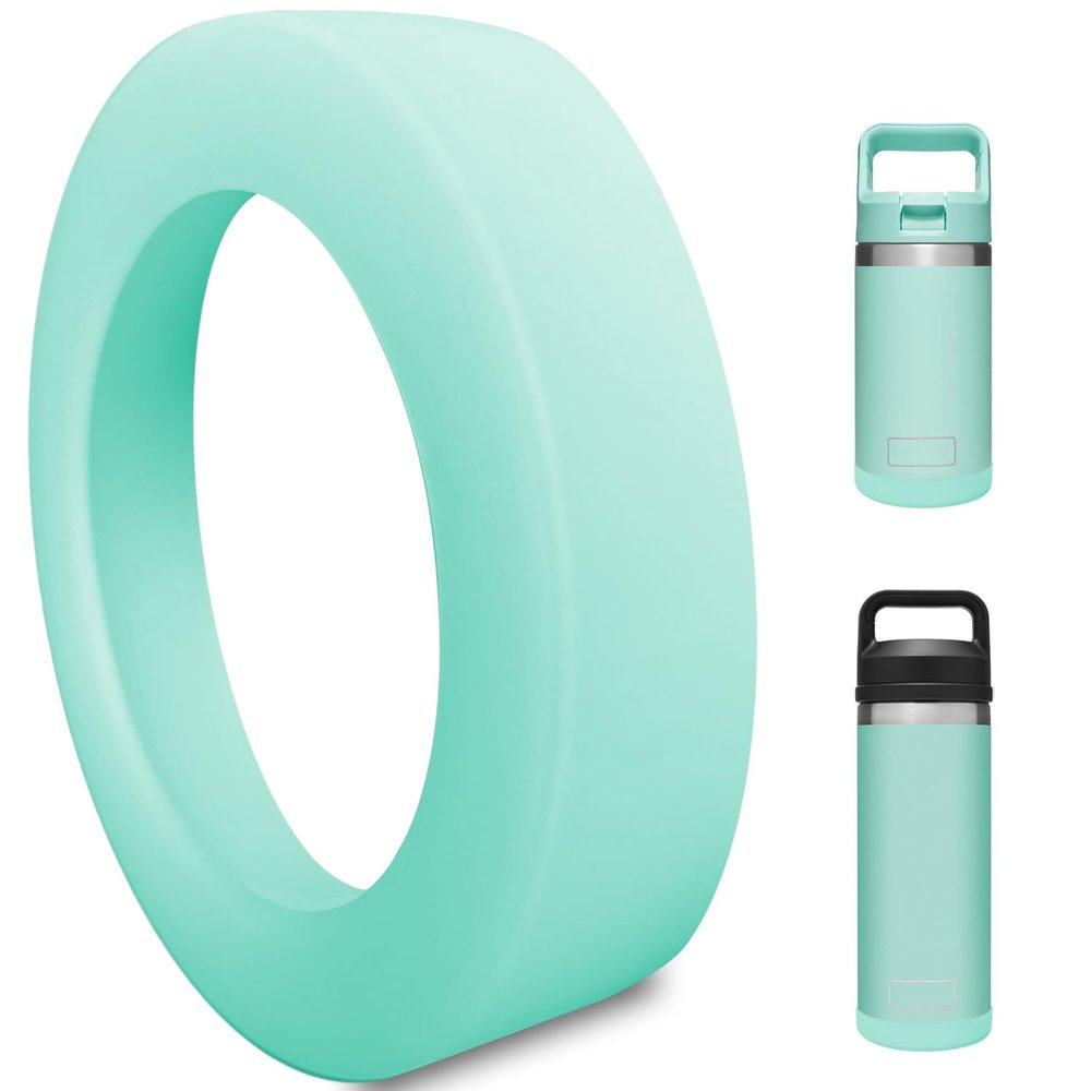 Acemoo Safer Boot Sleeve for YETI Rambler Jr 12 oz and Rambler 12 oz 18 oz, Silicone Protection for Rambler Bottle Bottom, Seafoam - Dishwasher Safe