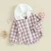 Douhoow Toddler Baby Plaid Jacket Baby Boy GIrl Flannel Hoodies Zip Up Hooded Fall Winter Outerwear Coat (Purple, 2-3 Years) view 3
