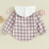 Douhoow Toddler Baby Plaid Jacket Baby Boy GIrl Flannel Hoodies Zip Up Hooded Fall Winter Outerwear Coat (Purple, 6-12 Months) view 4