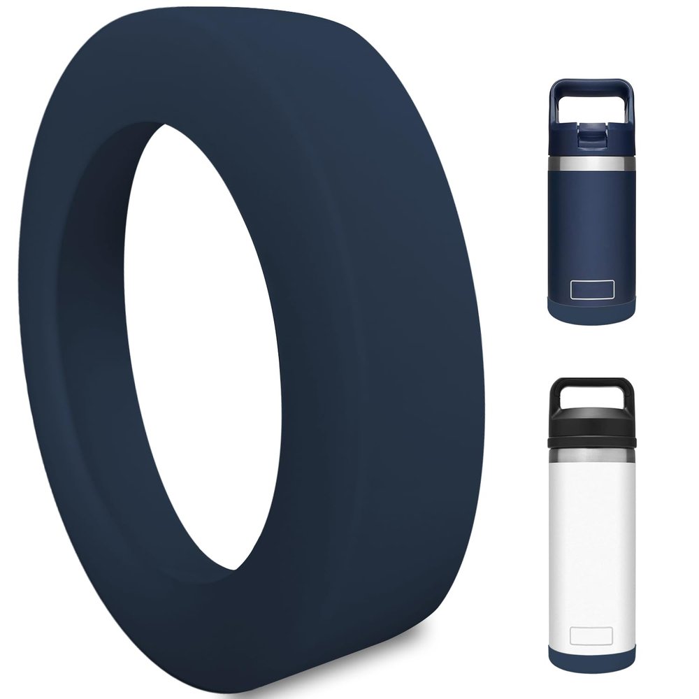 Acemoo Silicone Boot Sleeve for YETI Rambler Jr. 12 oz and Rambler 12 oz 18 oz, Safer Protection for YETI Rambler Bottle, Navy - Dishwasher Safe
