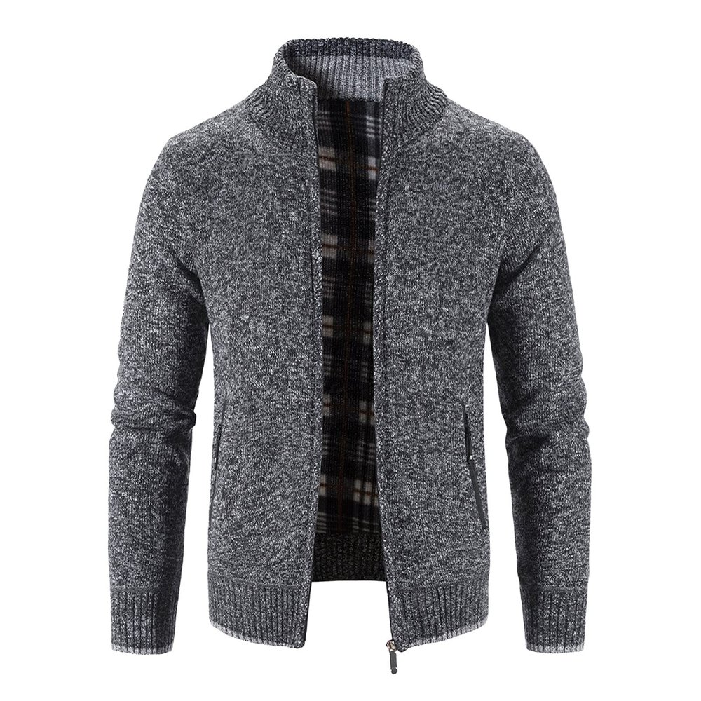GOKKILRW Men's Cable Knit Cardigan Sweater Casual Shawl Collar Zip Up Quilted Lightweight Varsity Sweater Jackets Knitwear
