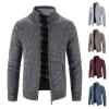 GOKKILRW Men's Cable Knit Cardigan Sweater Casual Shawl Collar Zip Up Quilted Lightweight Varsity Sweater Jackets Knitwear view 4