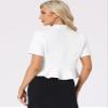 Allegra K Casual Business Cropped Blazer for Women's Short Sleeve Collarless Open Front Cardigan Work Jacket Shrug Medium White view 3