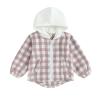 Douhoow Toddler Baby Plaid Jacket Baby Boy GIrl Flannel Hoodies Zip Up Hooded Fall Winter Outerwear Coat (Purple, 18-24 Months) view 1
