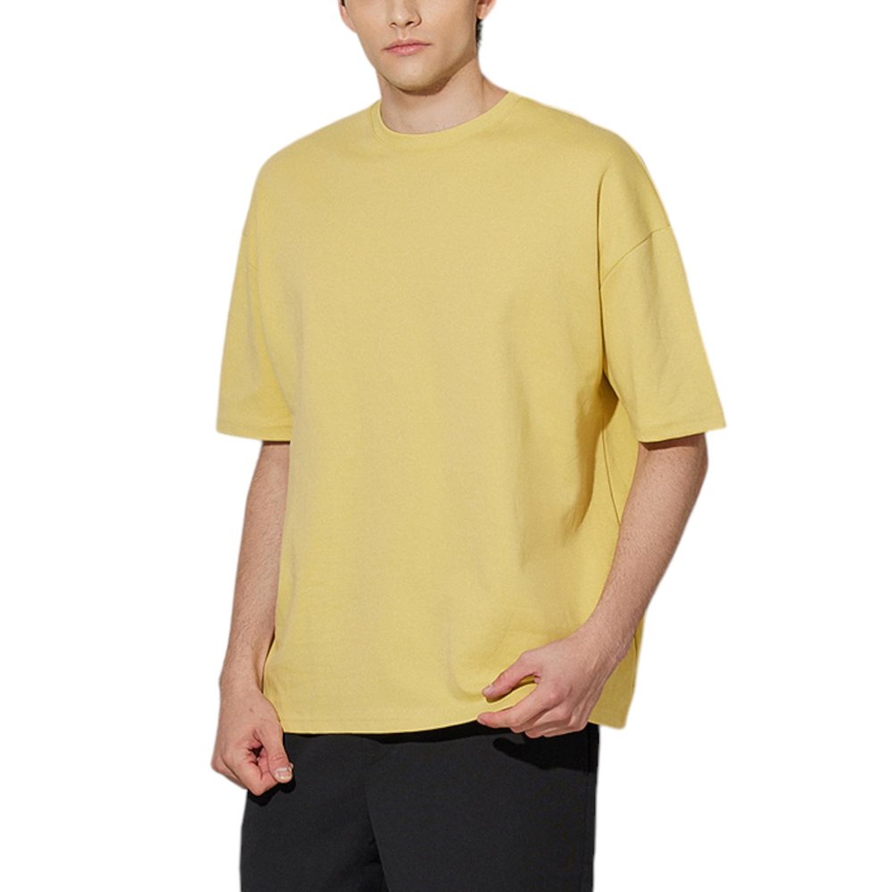 EDUARDO Men's Anyone Over Fit Casual Top, Short-Sleeve Cotton Modal Blend Basic T-Shirt. (Yellow/XL)