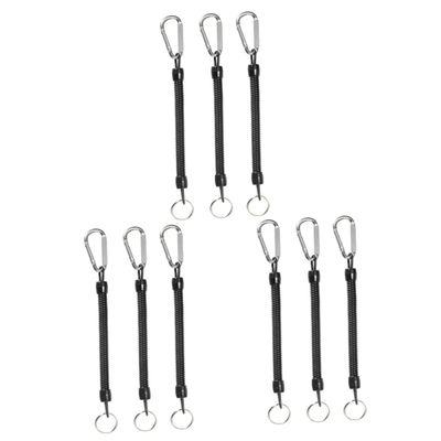 Kisangel 9pcs Retractable Plastic Elastic Ropes Keychains Security Tools Camping Accessories Tent Ropes