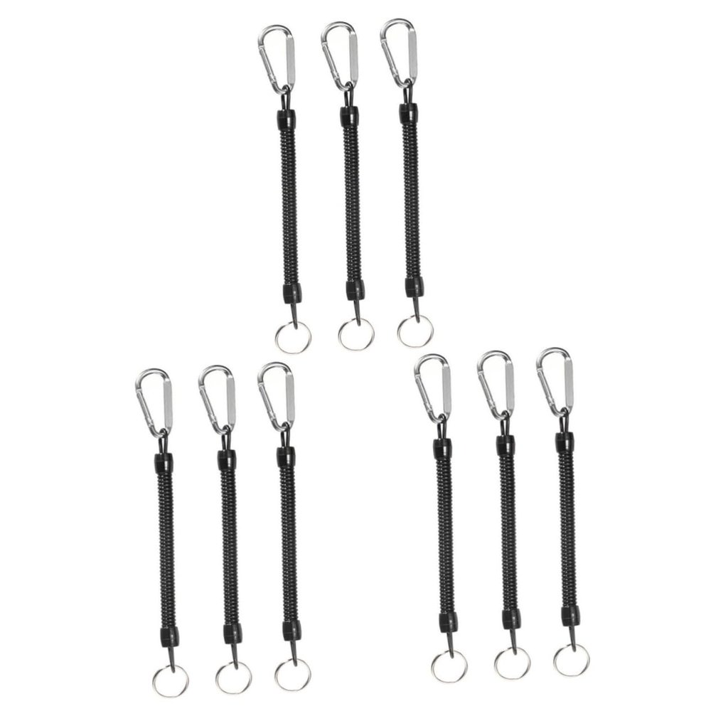 Kisangel 9pcs Retractable Plastic Elastic Ropes Keychains Security Tools Camping Accessories Tent Ropes