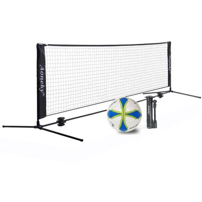 Aoneky 10ft Soccer Tennis Net Set - Portable Soccer Volley Combo with Net, Size 3 Ball & Pump - Complete Practice Kit for Backyard, Beach, Indoor Outdoor Training & Recreation