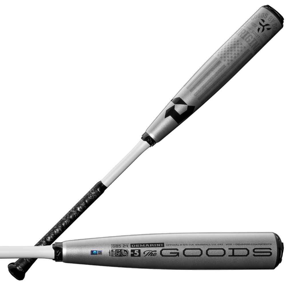 DeMarini 2024 The Goods (-5) USSSA Baseball Bat - 32"/27 oz, Silver/Black