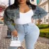 CutieLove Women's Cropped Denim Jackets Long Sleeve Destroyed Crop Top Casual Jean Coat view 2