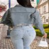 CutieLove Women's Cropped Denim Jackets Long Sleeve Destroyed Crop Top Casual Jean Coat view 3