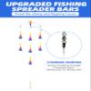 BLUEWING 18" Upgraded Fishing Spreader Bar Port Walker Offshore Trolling Spreader Bar with 6" Bulb Squids and 316 Stainless Steel Rod for Wahoo Tuna Marlin Mahi Mahi, Rainbow view 2