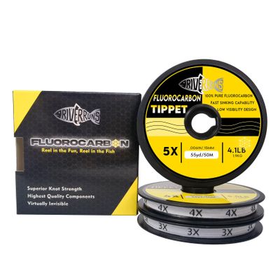 Riverruns Fly Fishing Tippet with Holder, Clear Fluorocarbon Material Leader Line, Fast Sinking Invisible Fly Fishing Line 0x-6x 110-150Yards (flurocarbon Tippet 0x1x2x)