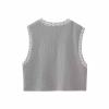 bawilom Women Vintage Embroidered Floral Vest Sleeveless Open Front Cropped Cardigan Jackets Dressy Casual Crop Tank Tops view 2